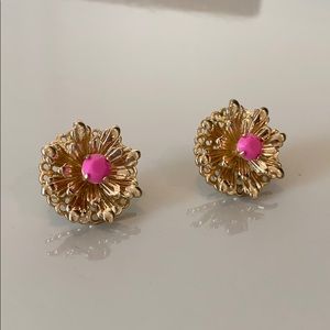 Pink and Gold Flower Earring 🌸